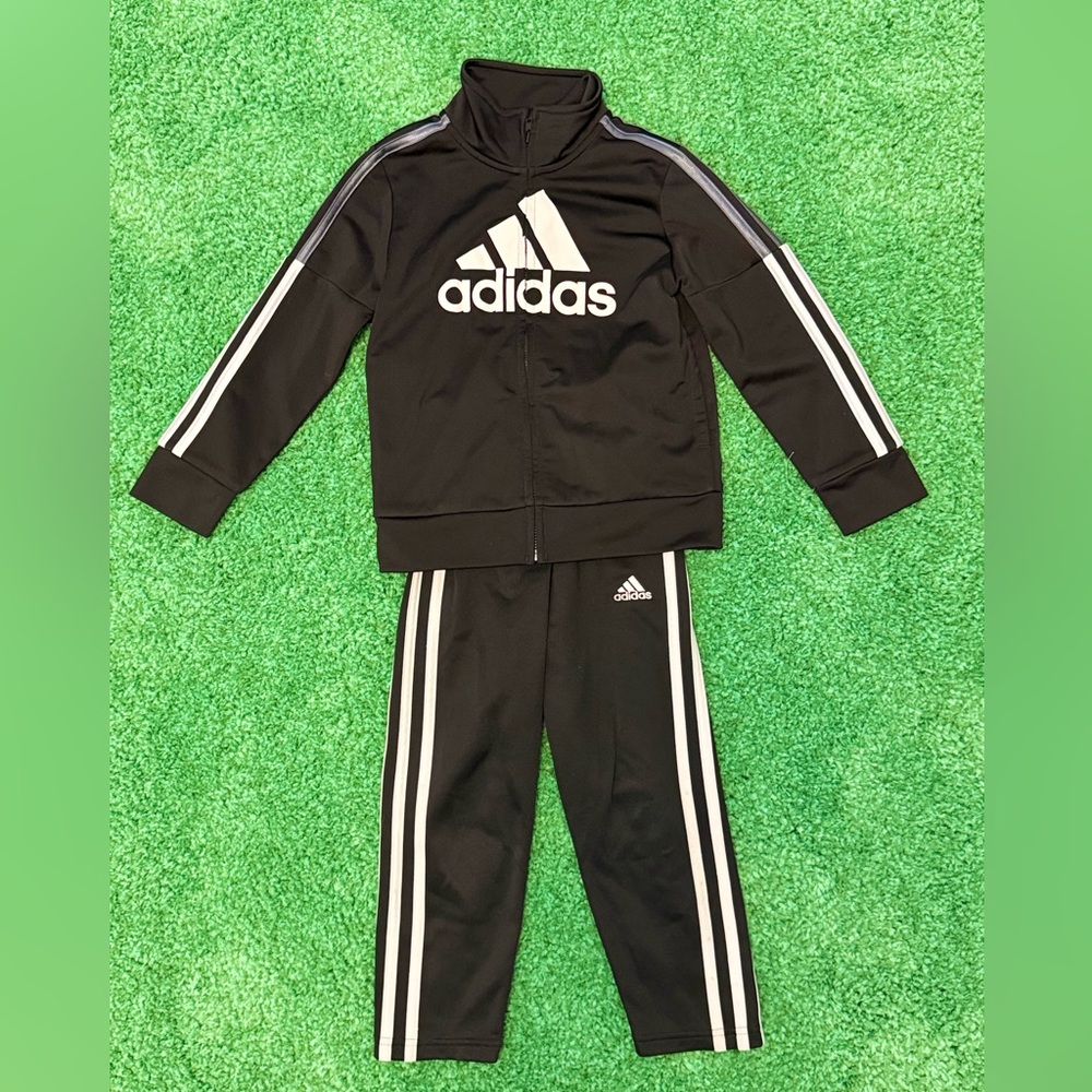 Adidas Kids Black and White Tracksuit Set 4T
